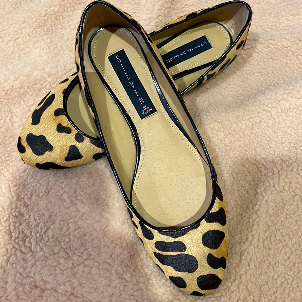 Steven by Steve Madden Blendi Leather Upper Animal Print Wedges EUC - Size 7.5